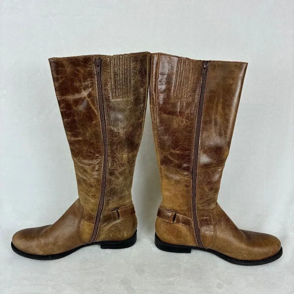 Matisse Leather Riding Boot Women’s 8M Brown Bernie Made in Brazil Zip Up Buckle